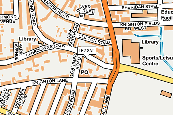 LE2 8AT map - OS OpenMap – Local (Ordnance Survey)