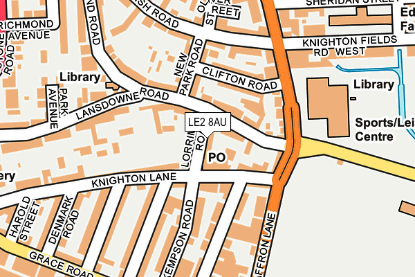 LE2 8AU map - OS OpenMap – Local (Ordnance Survey)