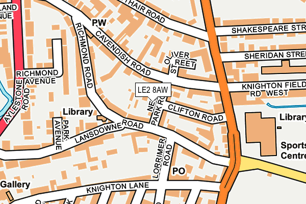LE2 8AW map - OS OpenMap – Local (Ordnance Survey)