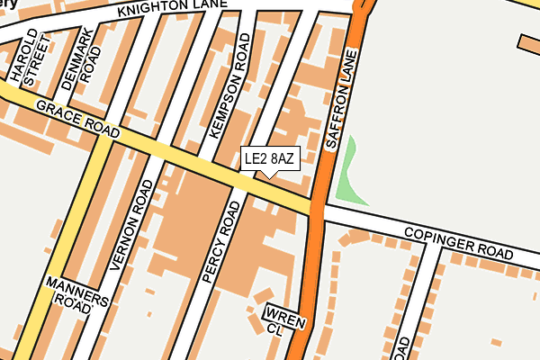 LE2 8AZ map - OS OpenMap – Local (Ordnance Survey)