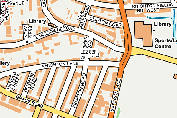 LE2 8BF map - OS OpenMap – Local (Ordnance Survey)