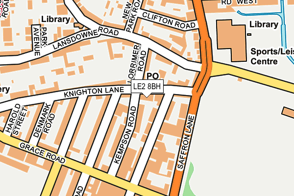 LE2 8BH map - OS OpenMap – Local (Ordnance Survey)