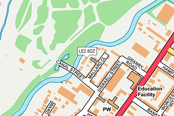 LE2 8DZ map - OS OpenMap – Local (Ordnance Survey)