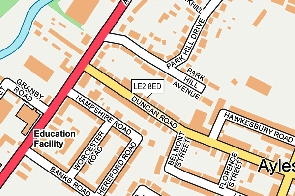 LE2 8ED map - OS OpenMap – Local (Ordnance Survey)