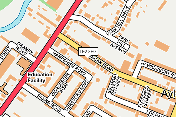 LE2 8EG map - OS OpenMap – Local (Ordnance Survey)