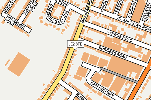 LE2 8FE map - OS OpenMap – Local (Ordnance Survey)