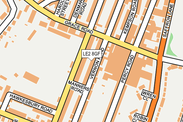 LE2 8GF map - OS OpenMap – Local (Ordnance Survey)