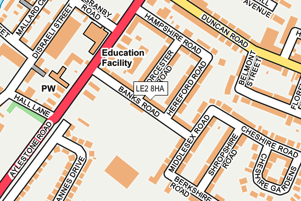 LE2 8HA map - OS OpenMap – Local (Ordnance Survey)