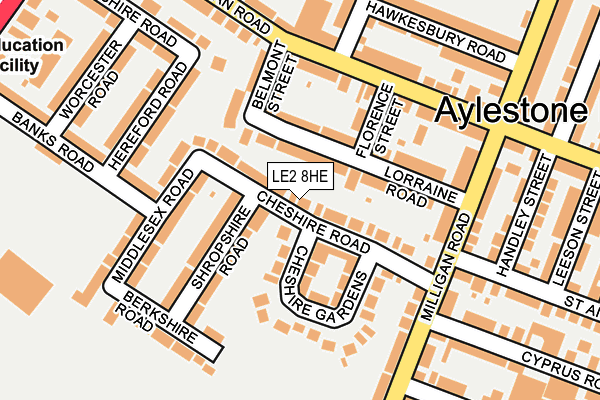 LE2 8HE map - OS OpenMap – Local (Ordnance Survey)