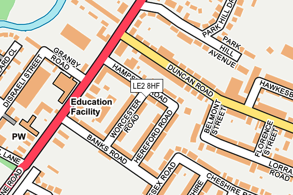 LE2 8HF map - OS OpenMap – Local (Ordnance Survey)