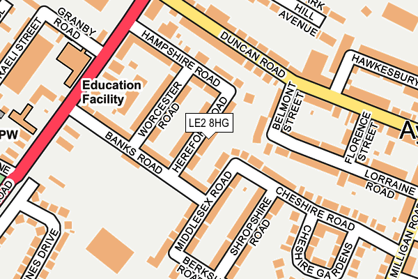 LE2 8HG map - OS OpenMap – Local (Ordnance Survey)