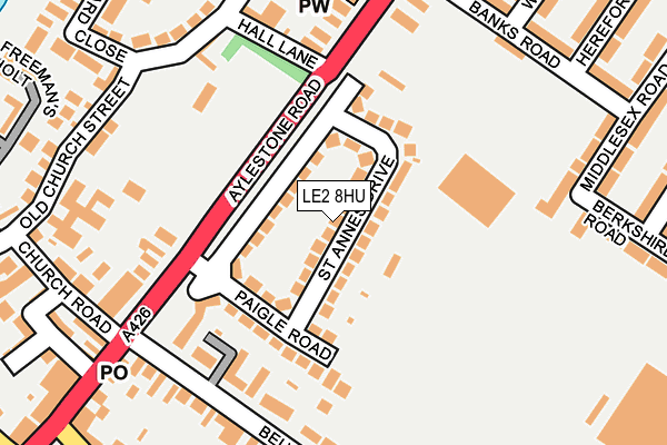 LE2 8HU map - OS OpenMap – Local (Ordnance Survey)