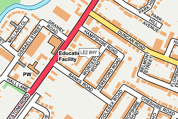 LE2 8HY map - OS OpenMap – Local (Ordnance Survey)