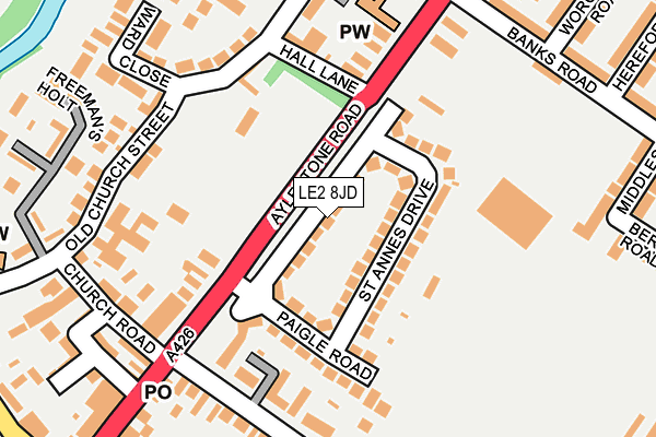 LE2 8JD map - OS OpenMap – Local (Ordnance Survey)