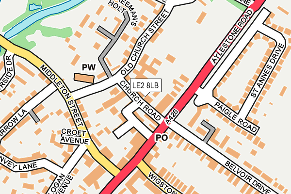 LE2 8LB map - OS OpenMap – Local (Ordnance Survey)