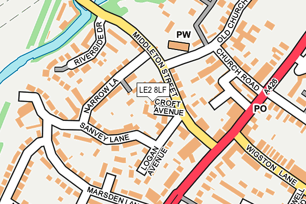 LE2 8LF map - OS OpenMap – Local (Ordnance Survey)