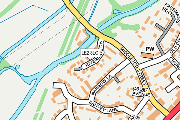 LE2 8LG map - OS OpenMap – Local (Ordnance Survey)