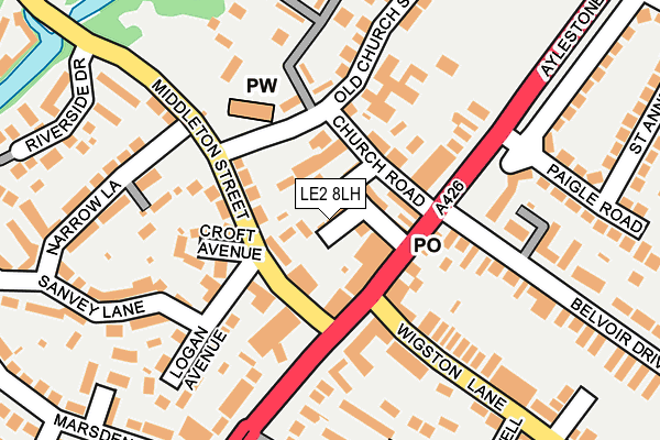 LE2 8LH map - OS OpenMap – Local (Ordnance Survey)