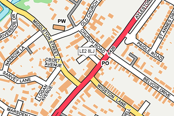 LE2 8LJ map - OS OpenMap – Local (Ordnance Survey)