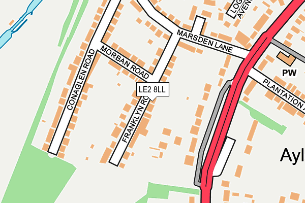 LE2 8LL map - OS OpenMap – Local (Ordnance Survey)
