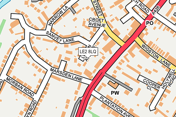 LE2 8LQ map - OS OpenMap – Local (Ordnance Survey)