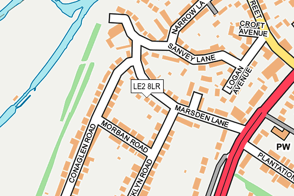 LE2 8LR map - OS OpenMap – Local (Ordnance Survey)