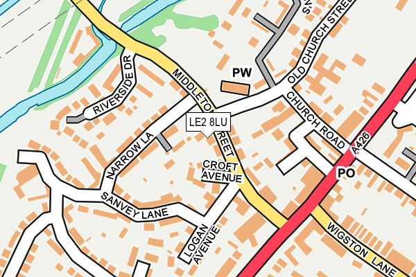 LE2 8LU map - OS OpenMap – Local (Ordnance Survey)