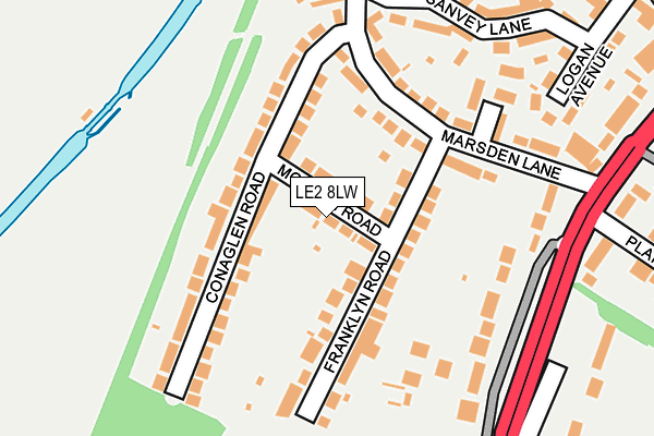 LE2 8LW map - OS OpenMap – Local (Ordnance Survey)