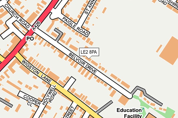 LE2 8PA map - OS OpenMap – Local (Ordnance Survey)