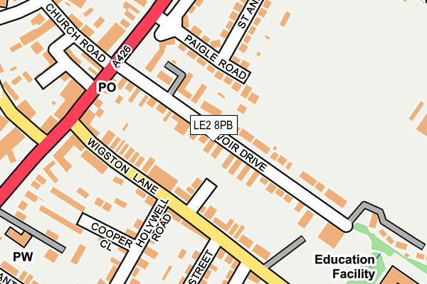 LE2 8PB map - OS OpenMap – Local (Ordnance Survey)