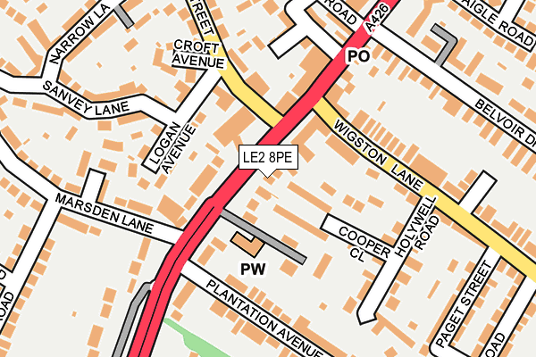 LE2 8PE map - OS OpenMap – Local (Ordnance Survey)
