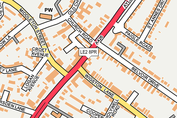 LE2 8PR map - OS OpenMap – Local (Ordnance Survey)