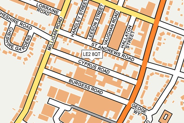 LE2 8QT map - OS OpenMap – Local (Ordnance Survey)