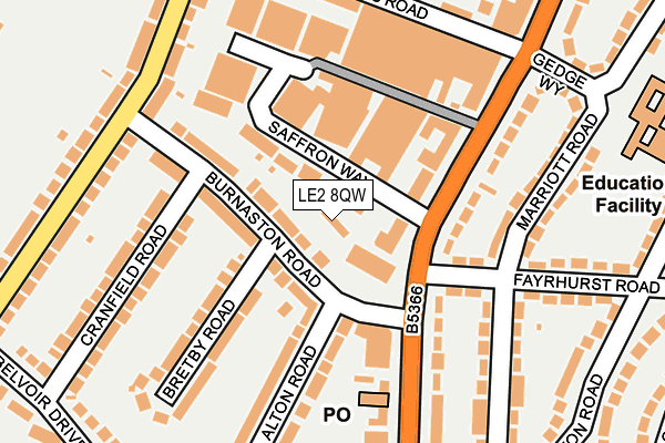 LE2 8QW map - OS OpenMap – Local (Ordnance Survey)