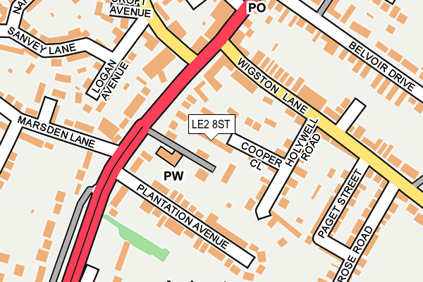 LE2 8ST map - OS OpenMap – Local (Ordnance Survey)