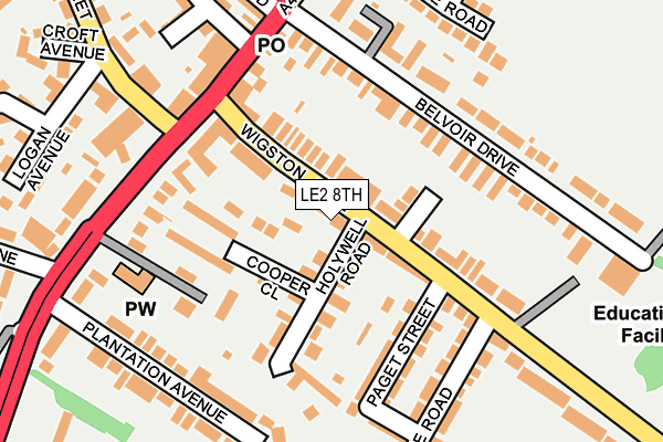 LE2 8TH map - OS OpenMap – Local (Ordnance Survey)