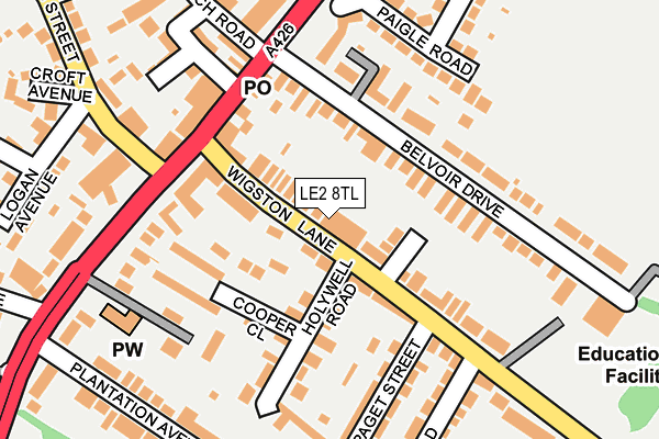 LE2 8TL map - OS OpenMap – Local (Ordnance Survey)