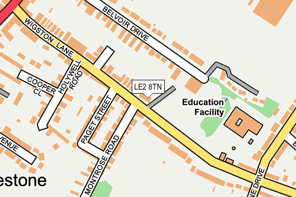 LE2 8TN map - OS OpenMap – Local (Ordnance Survey)