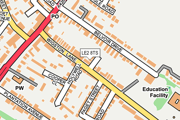 LE2 8TS map - OS OpenMap – Local (Ordnance Survey)