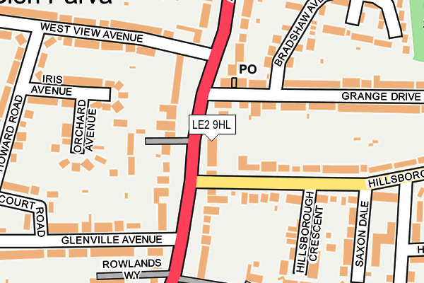 LE2 9HL map - OS OpenMap – Local (Ordnance Survey)