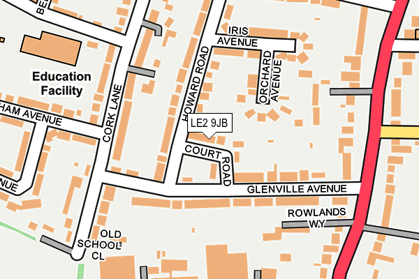 LE2 9JB map - OS OpenMap – Local (Ordnance Survey)