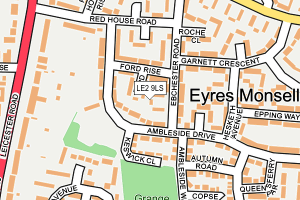 LE2 9LS map - OS OpenMap – Local (Ordnance Survey)