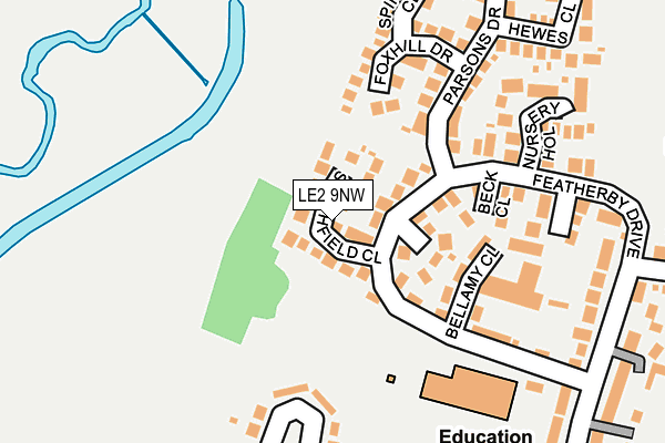LE2 9NW map - OS OpenMap – Local (Ordnance Survey)