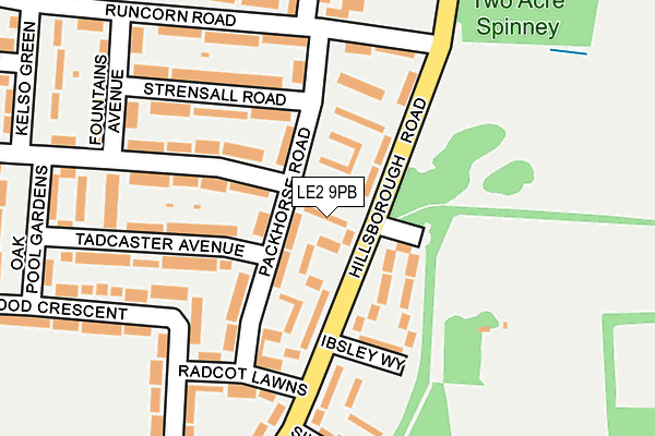 LE2 9PB map - OS OpenMap – Local (Ordnance Survey)