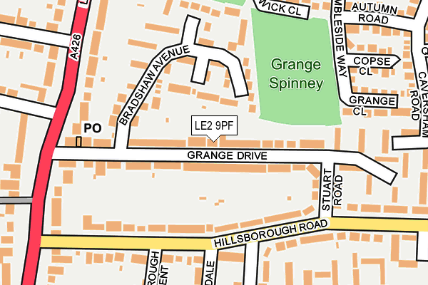 LE2 9PF map - OS OpenMap – Local (Ordnance Survey)