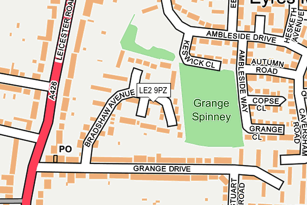 LE2 9PZ map - OS OpenMap – Local (Ordnance Survey)