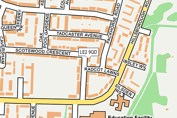 LE2 9QD map - OS OpenMap – Local (Ordnance Survey)