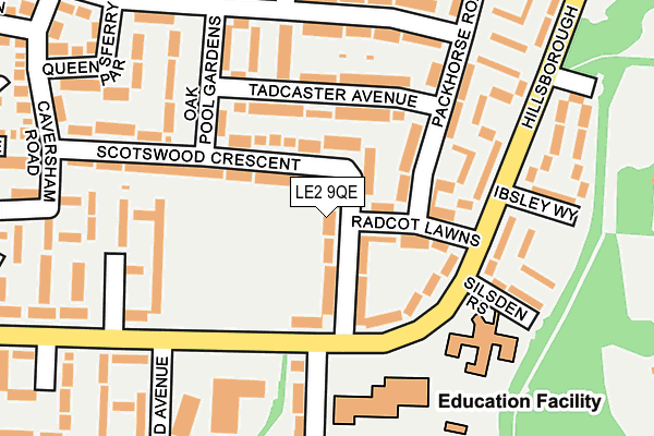 LE2 9QE map - OS OpenMap – Local (Ordnance Survey)