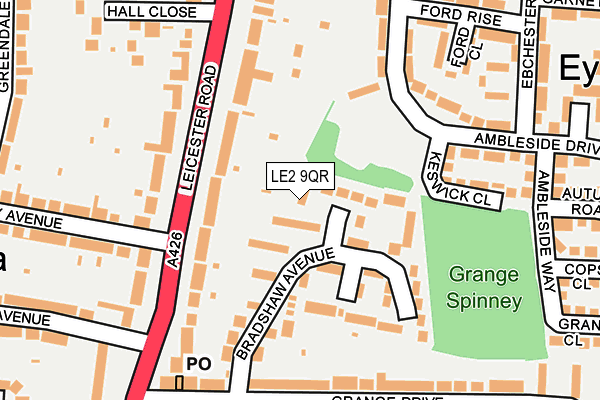 LE2 9QR map - OS OpenMap – Local (Ordnance Survey)