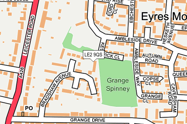 LE2 9QS map - OS OpenMap – Local (Ordnance Survey)